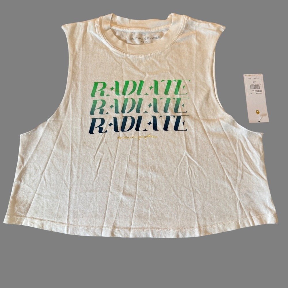 Spiritual Gangster Womens Callie Tank Top XS White Radiate Crop Boho Athleisure
